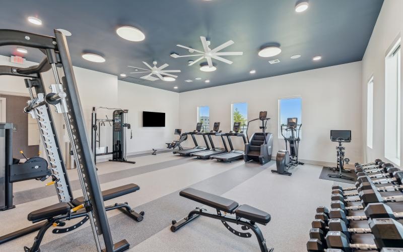a gym with exercise equipment