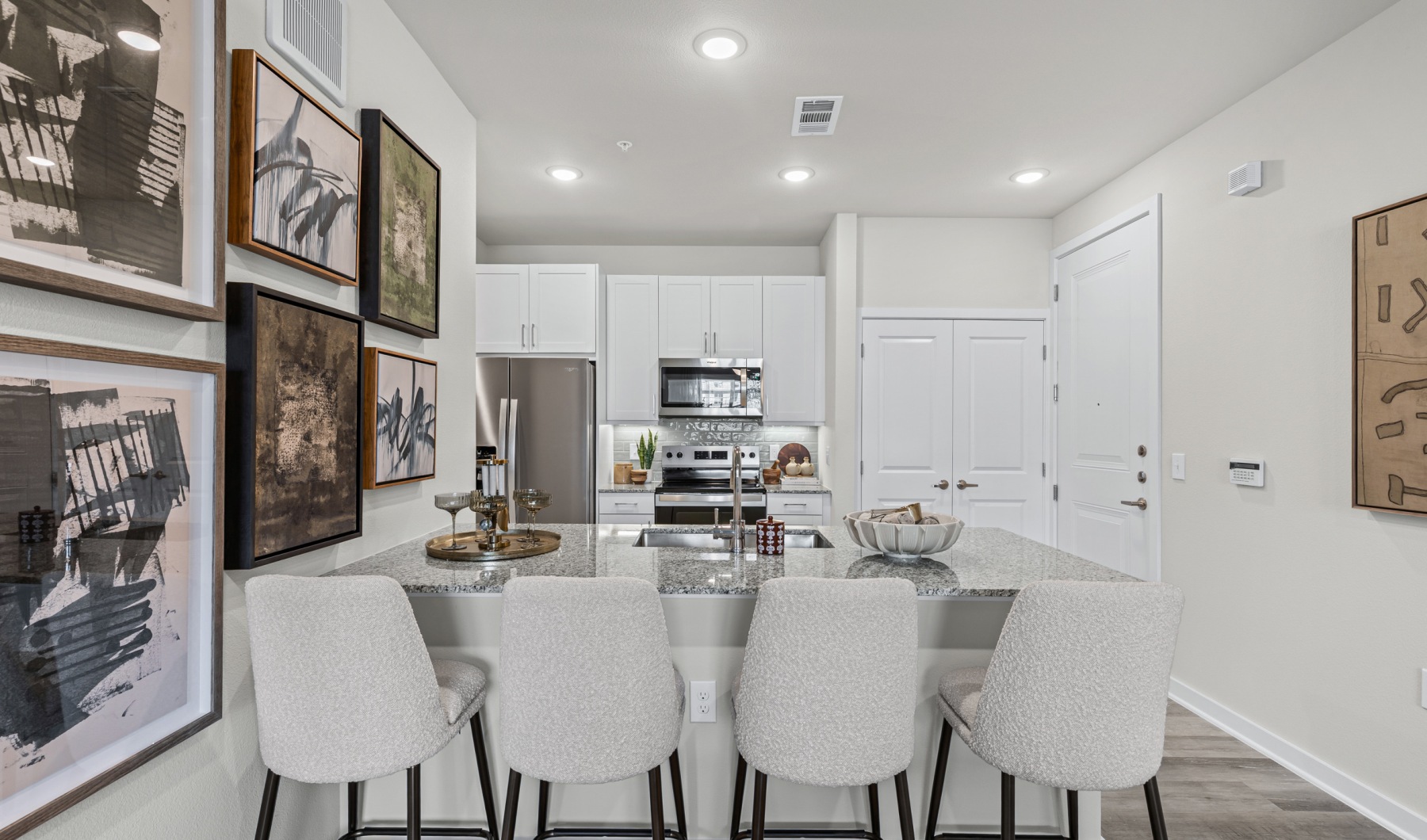 Chef-inspired Kitchens kitchen island with four chairs